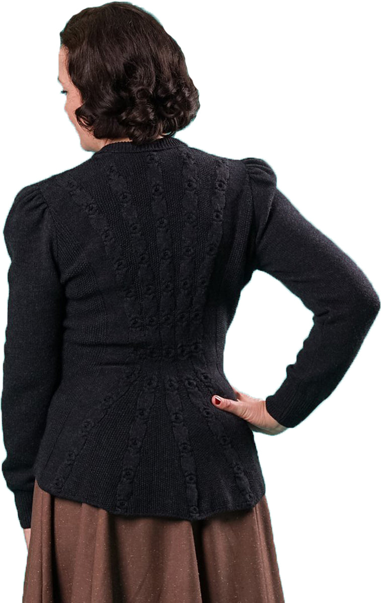 Emmy_SCREEN_SIREN_Vintage_Langarm_PEPLUM_Strickjacke_CARDIGAN_Schwarz-3