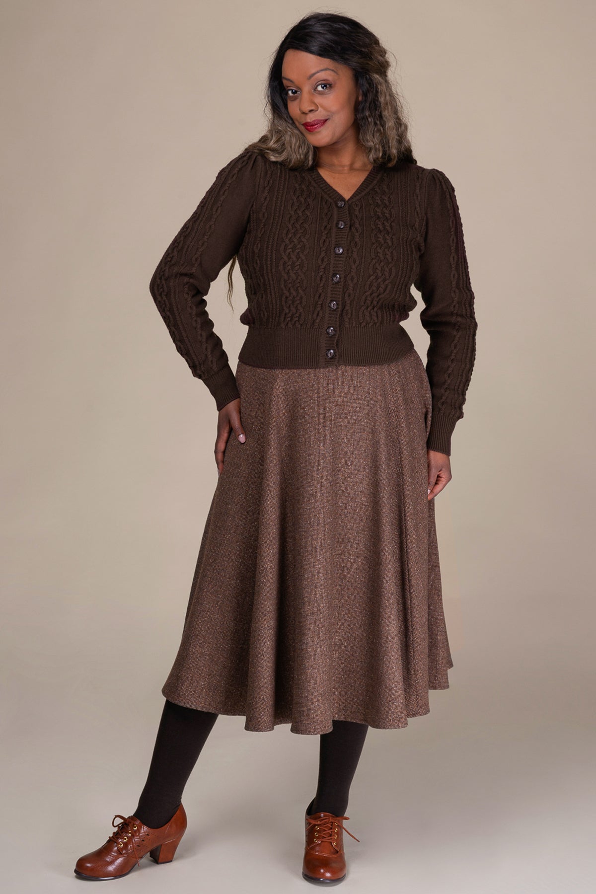 Emmy_THE_ICE_BREAKER_Vintage_Langarm_CABLE_KNIT_Strickjacke_CARDIGAN_-_Chocolate-3