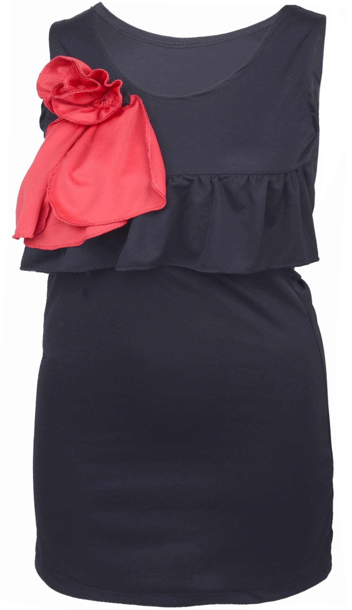 FLAMENCO_Red_Rose_VOLANT_Ruffle_TOP_-_Schwarz