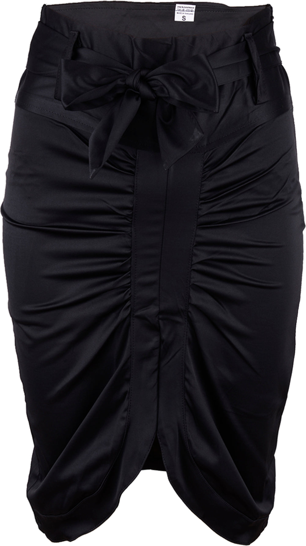 Geraffter_Pencil_Skirt_PIN_UP_Satin_ROCK_schwarz