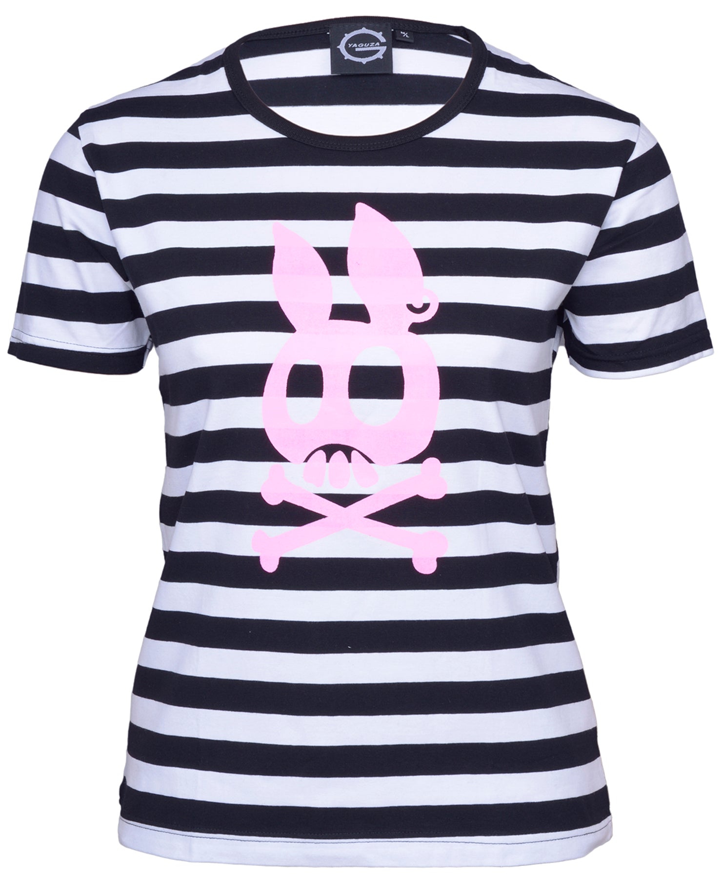 Gestreiftes_DEAD_BUNNY_X-Bones_SKULL_T-Shirt_killer_kirsche