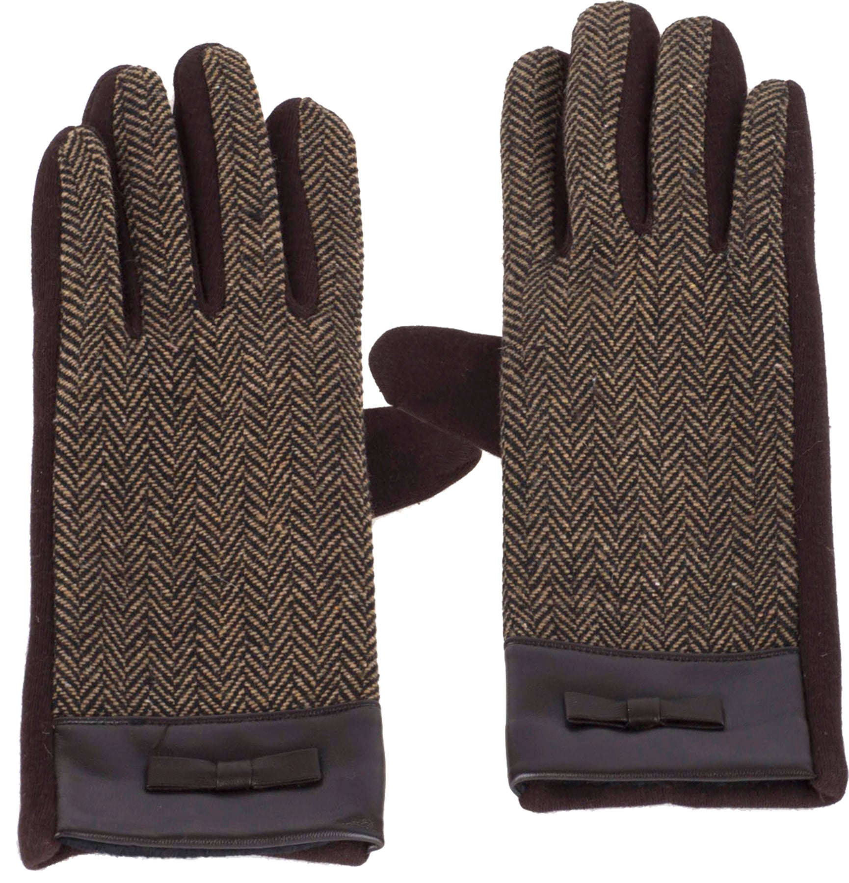 HERRINGBONE_Vintage_Fischgraetenmuster_Handschuhe_GLOVES_-_Schwarz_Braun_killer_kirsche