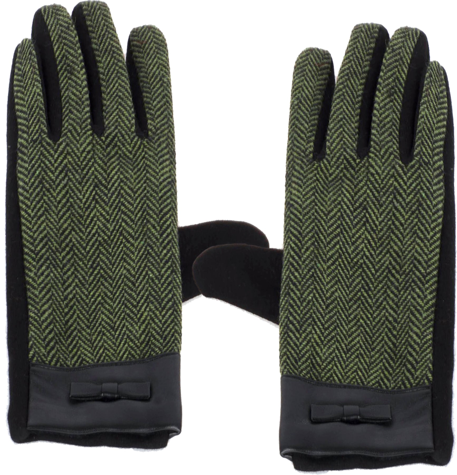 HERRINGBONE_Vintage_Fischgraetenmuster_Handschuhe_GLOVES_-_Schwarz_Gruen_killer_kirsche