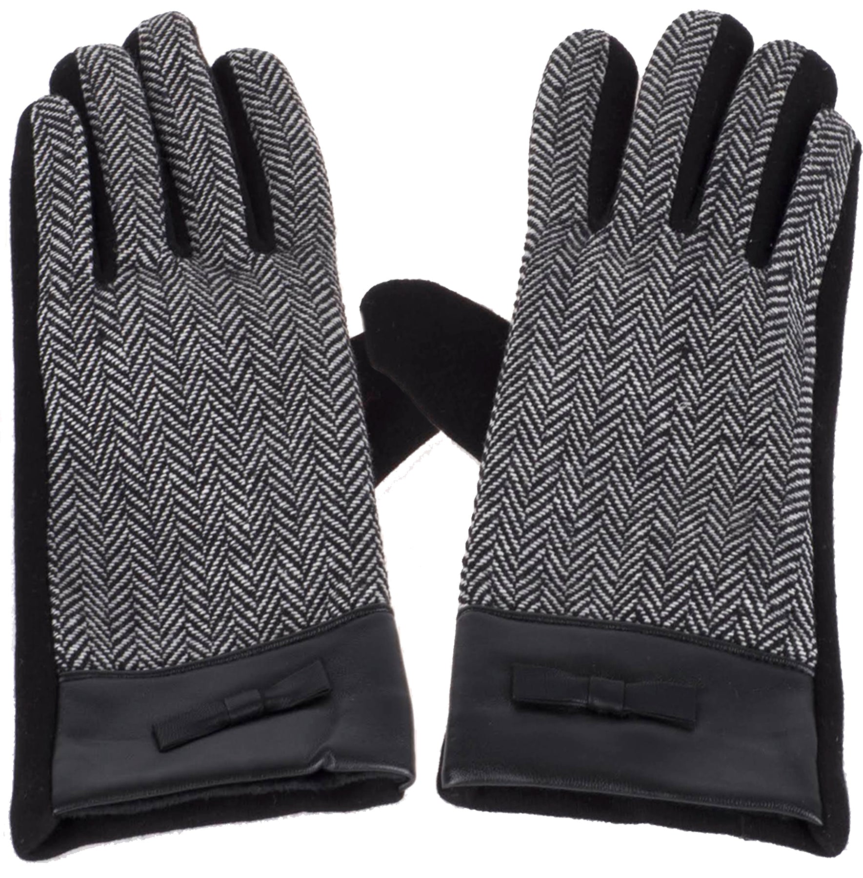 HERRINGBONE_Vintage_Fischgraetenmuster_Handschuhe_GLOVES_-_Schwarz_Weiss_killer_kirsche_1