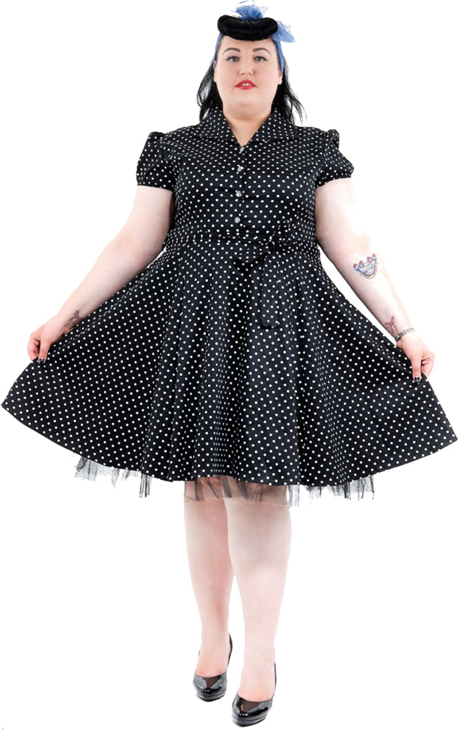 H_R_Collar_POLKA_DOTS_50s_Punkte_PETTICOAT_Kleid_PLUS_SIZE