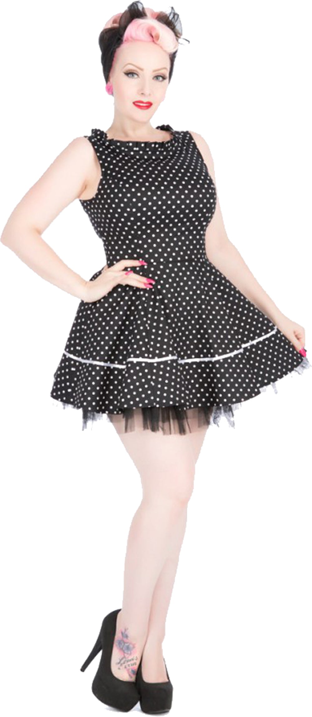 H_R_Cute_POLKA_DOTS_Punkte_Fifties_Tutu_Retro_Mini_DRESS_KleidPEAmBWalK9FUV