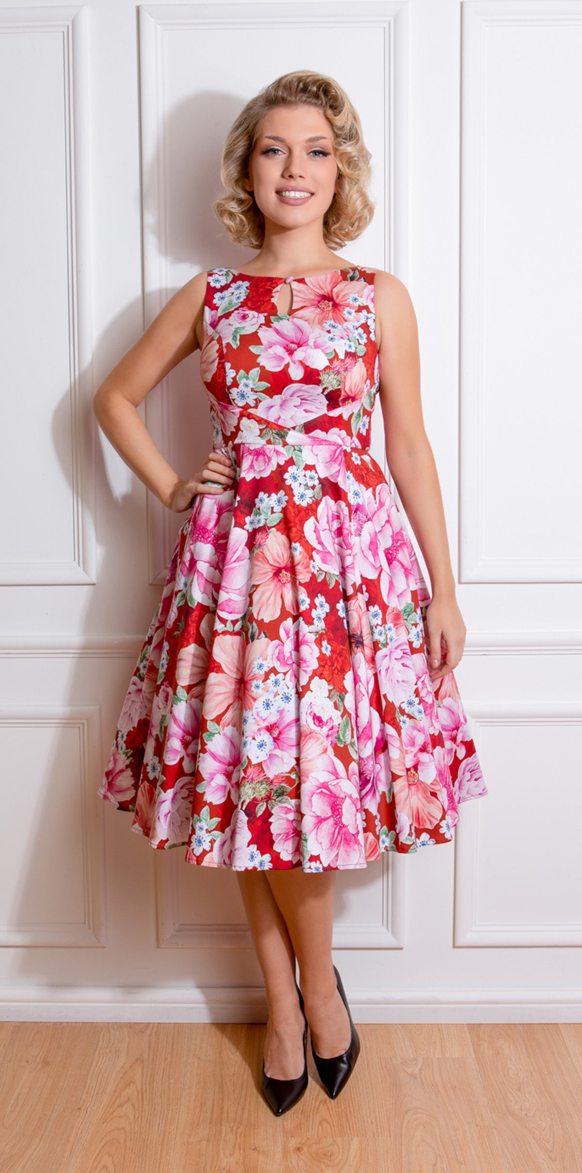 Hearts_Roses_CHARLIE_FLORAL_Sweet_Retro_Flower_CutOut_Vintage_SWING_DRESS_Kleid-1u67rDeZLLVpLl