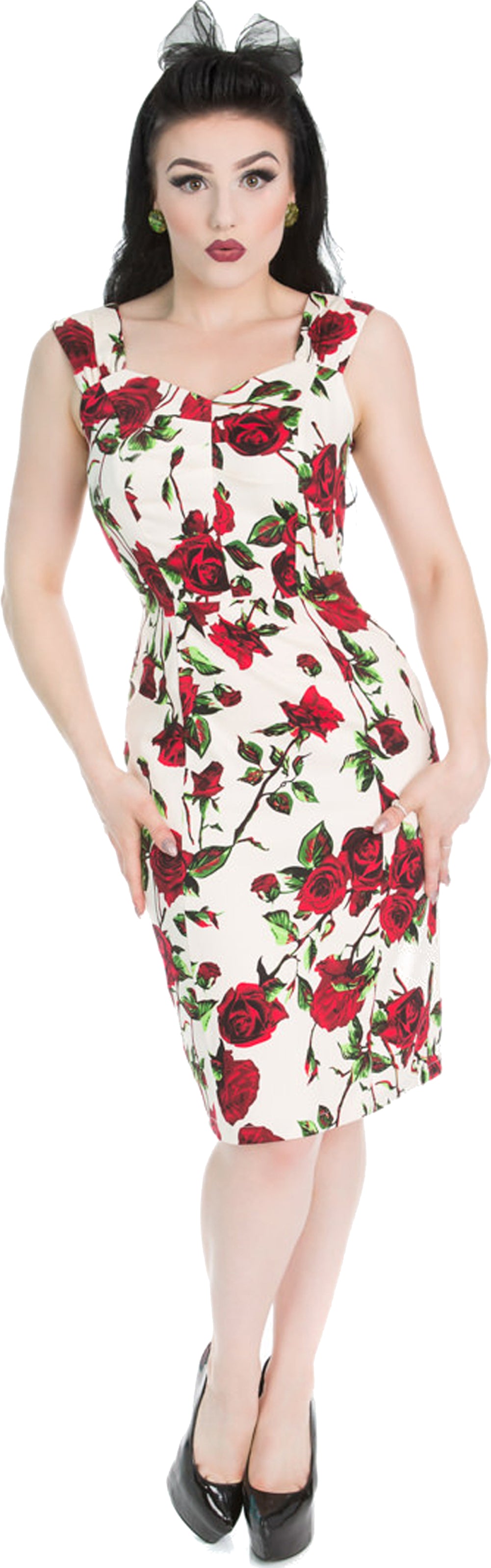 Hearts_Roses_DITSY_50s_Vintage_FLORAL_Roses_Wiggle_Pencil_Dress_KLEID