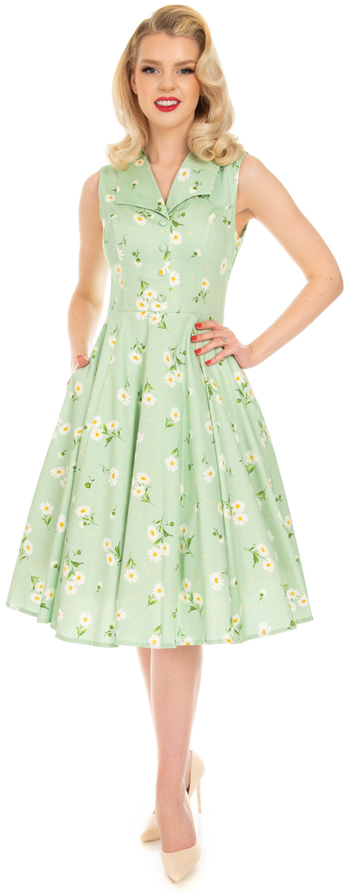 Hearts_Roses_KATIE_Vintage_DAISY_Polka_Dot_Floral_SWING_DRESS_Hemdkleid