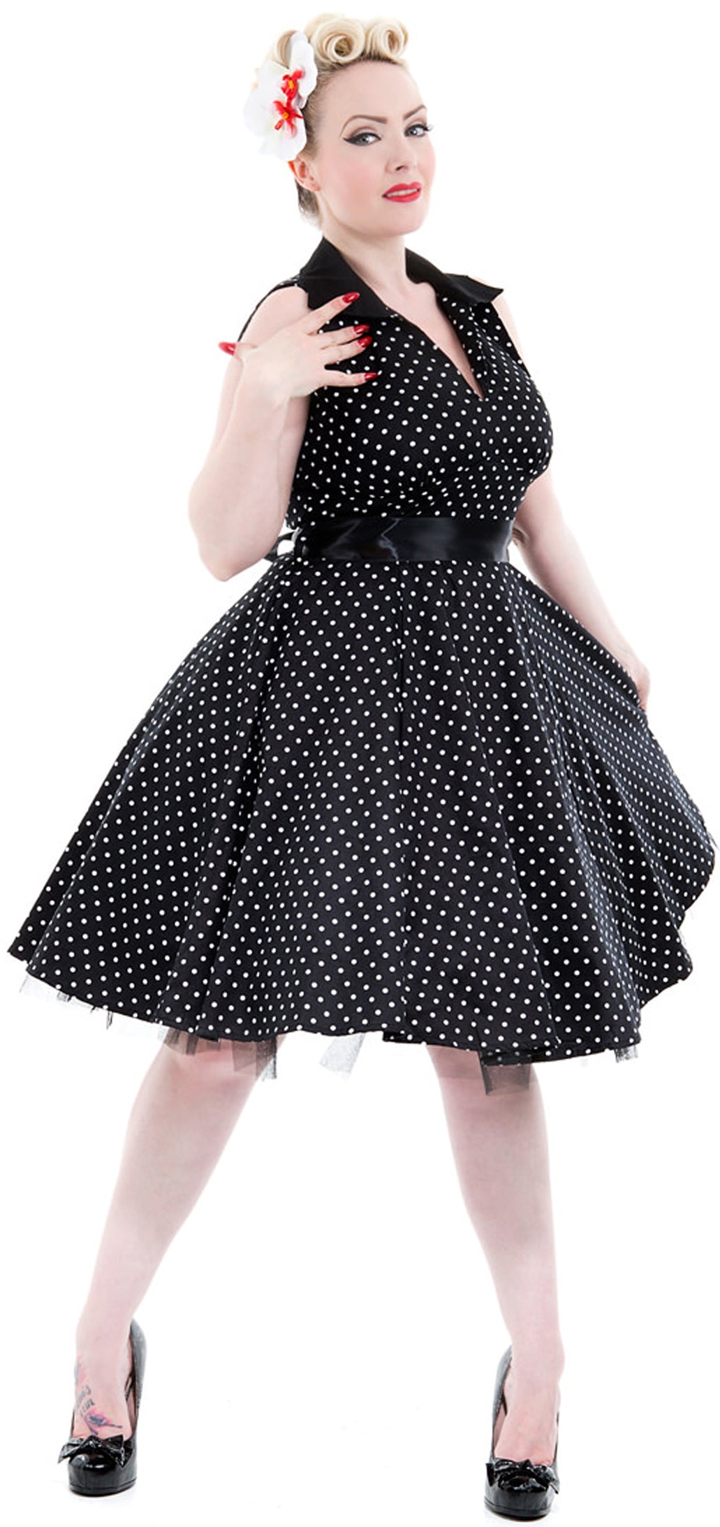 Hearts_Roses_PENNY_Retro_POLKA_DOTS_Punkte_50s_V-Neck_DRESS_Kleid
