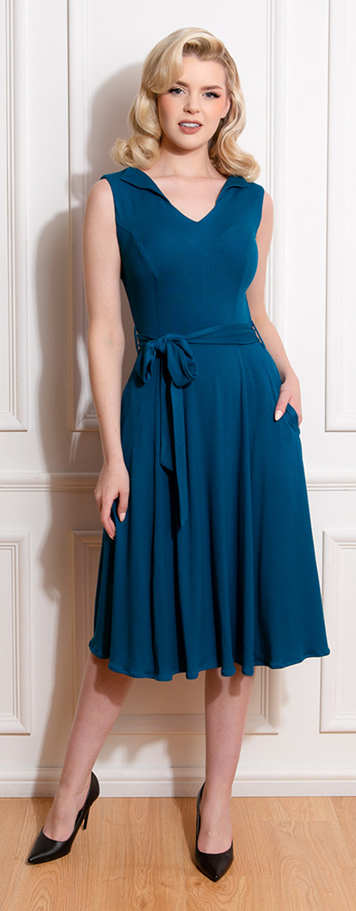 Hearts_Roses_QUINN_Vintage_Classy_Soft_Swing_Dress_KLEID_-_Petrol_killer_kirscheYyyzNAsOn2Es8