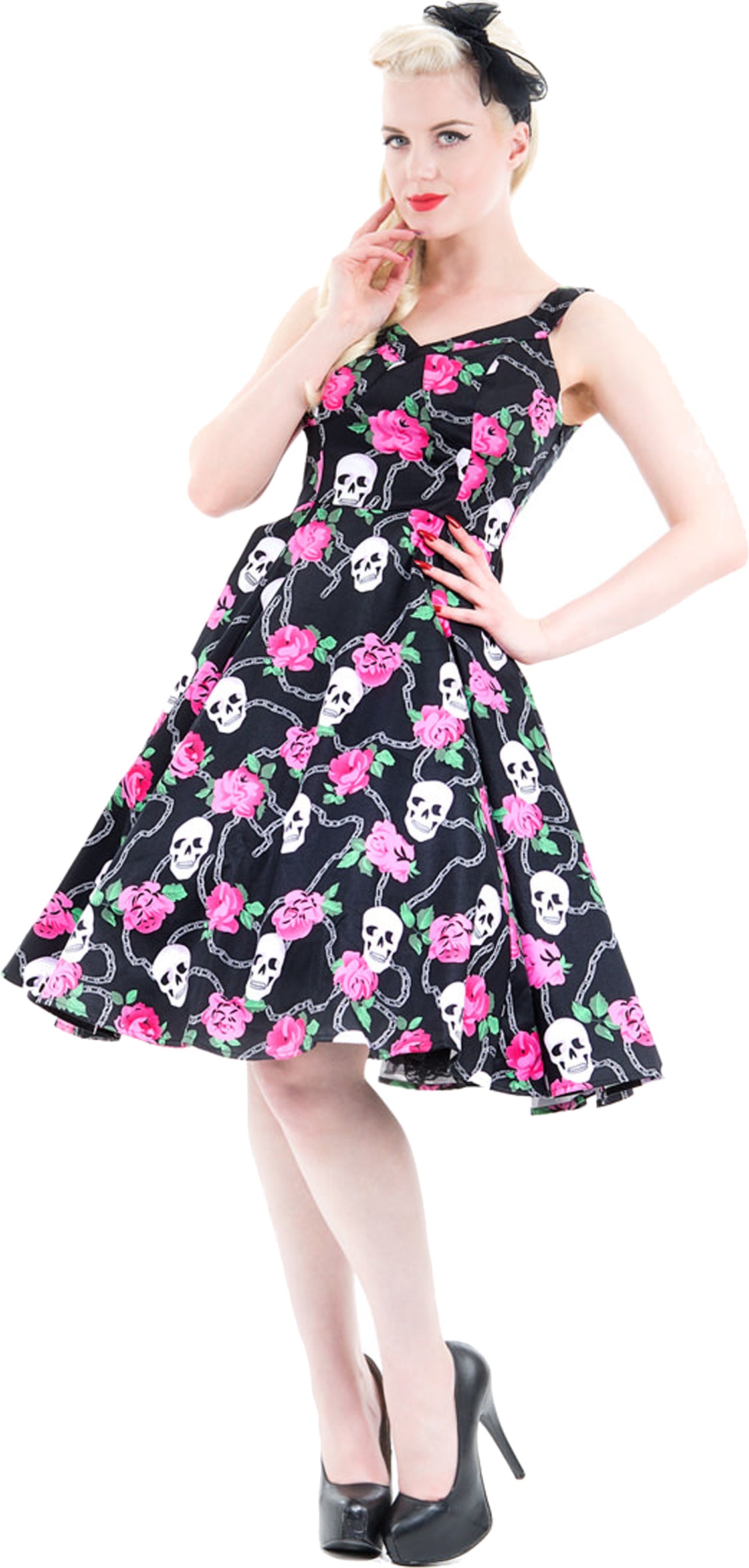 Hearts_Roses_SKULLY_Skulls_with_ROSES_V-Neck_50s_SWING_KleidmZLGCNacFtajL