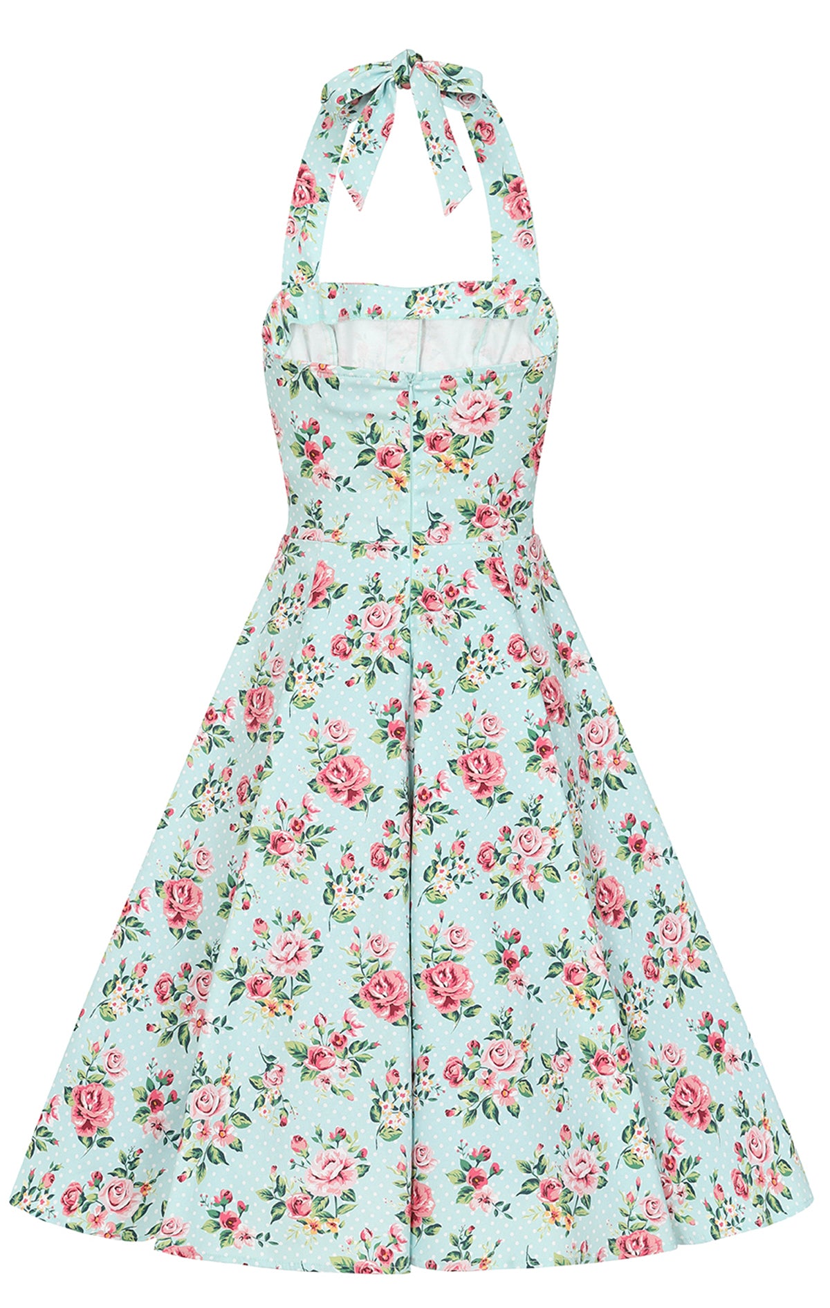 Hearts__Roses_HEIDI_FLORAL_Rosen_Punkte_Vintage_Neckholder_SWING_Dress_KLEID__Himmelblau-3