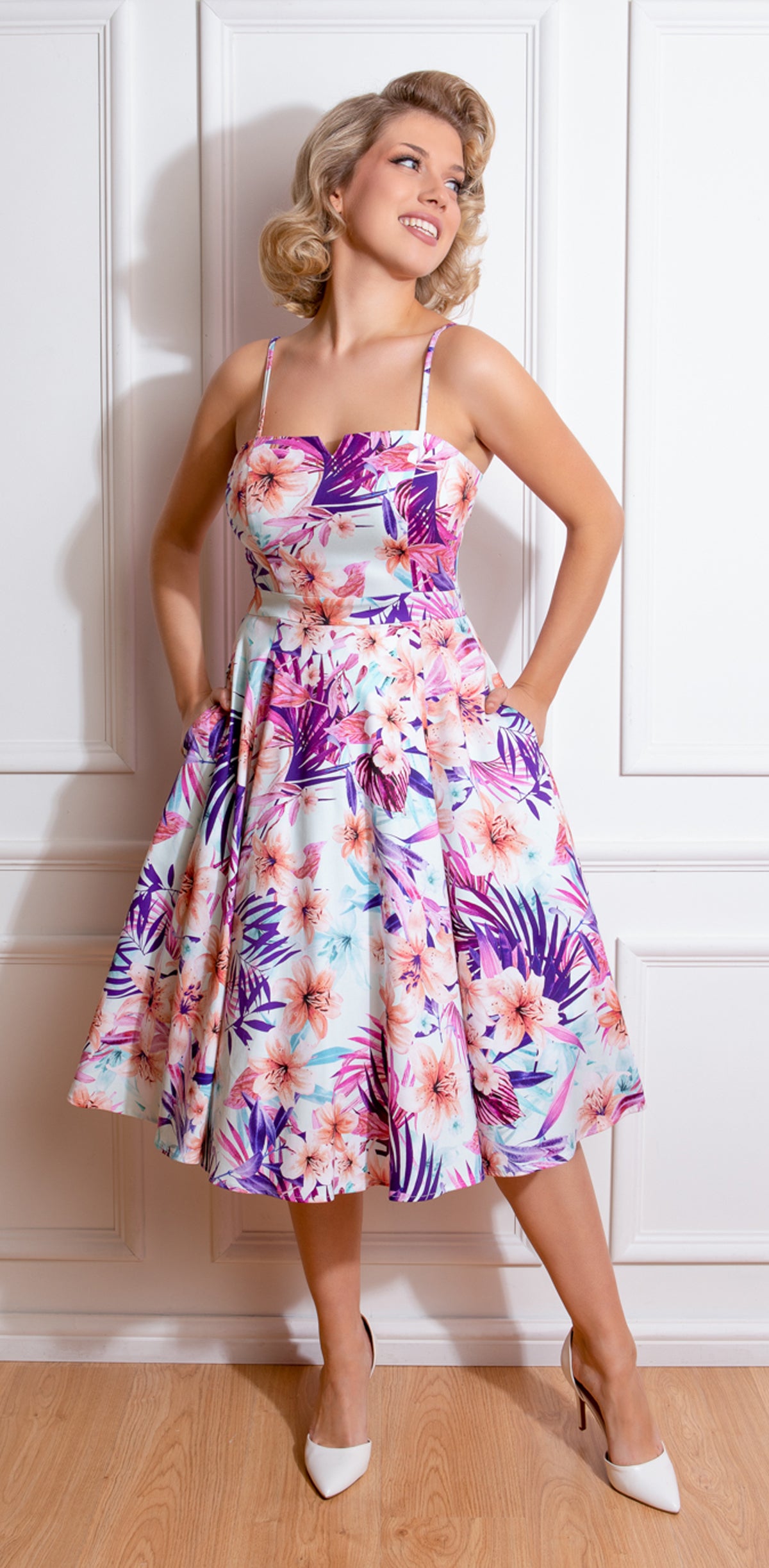 Hearts__Roses_IDA_FLORAL_Vintage_Tropical_Straps_50s_SWING_DRESS_Kleid__Weiss-1