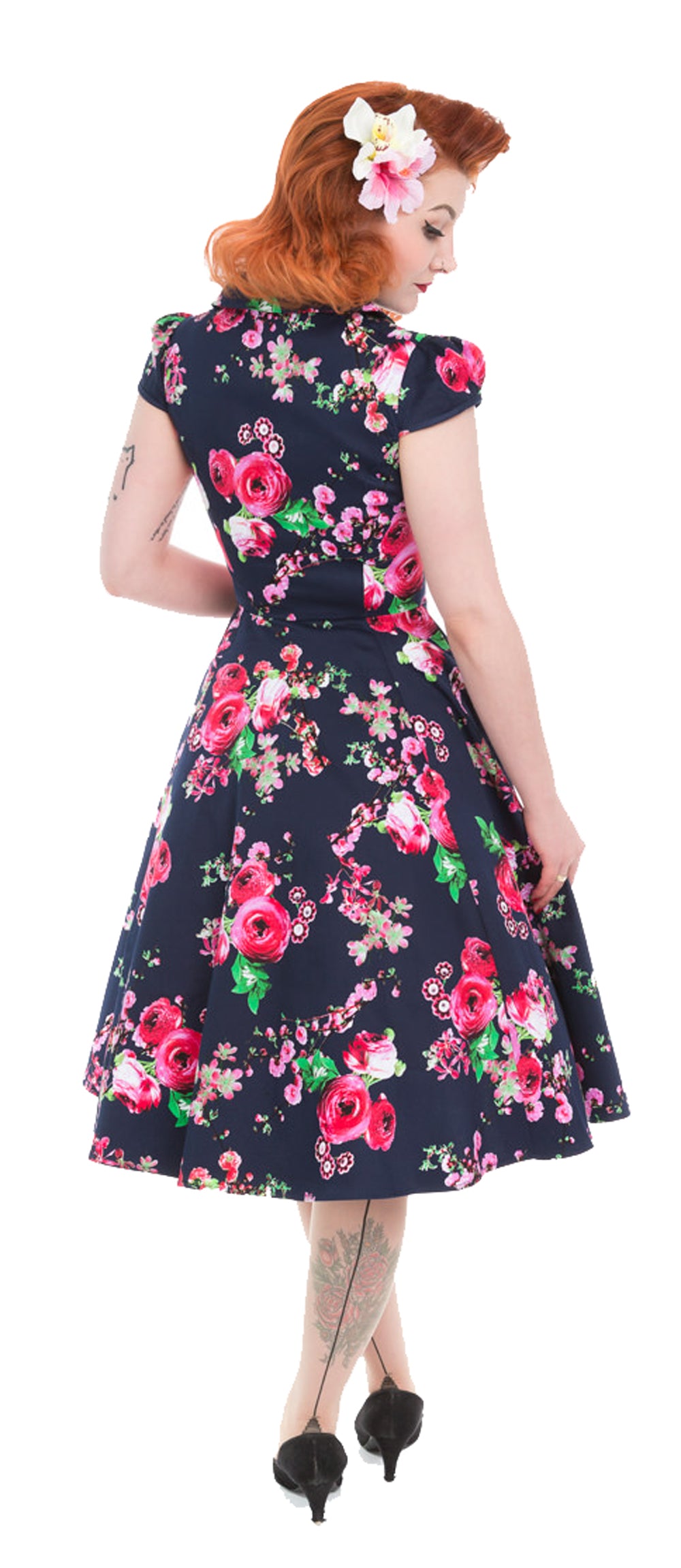 Hearts__Roses_MIDNIGHT_GARDEN_Vintage_Floral_Rosen_Lapel_Collar_SWING_DRESS_Kleid_-_Dunkelblau-2