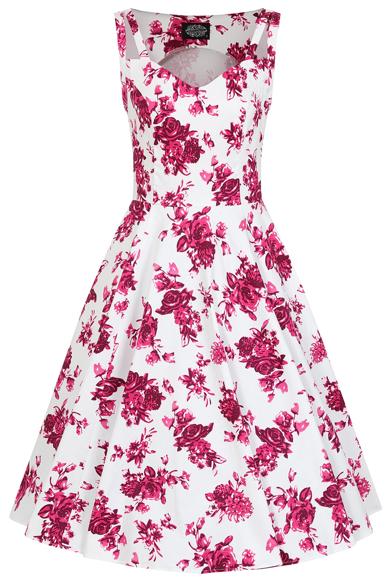Hearts__Roses_PINK_ROSACEAE_Vintage_Floral_50s_Rose_Straps_SWING_Dress_KLEID_-_Weiss-1