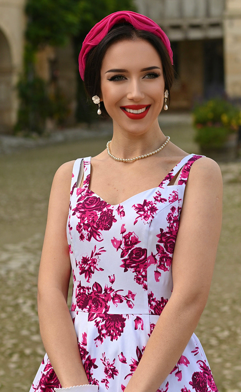 Hearts__Roses_PINK_ROSACEAE_Vintage_Floral_50s_Rose_Straps_SWING_Dress_KLEID_-_Weiss-4