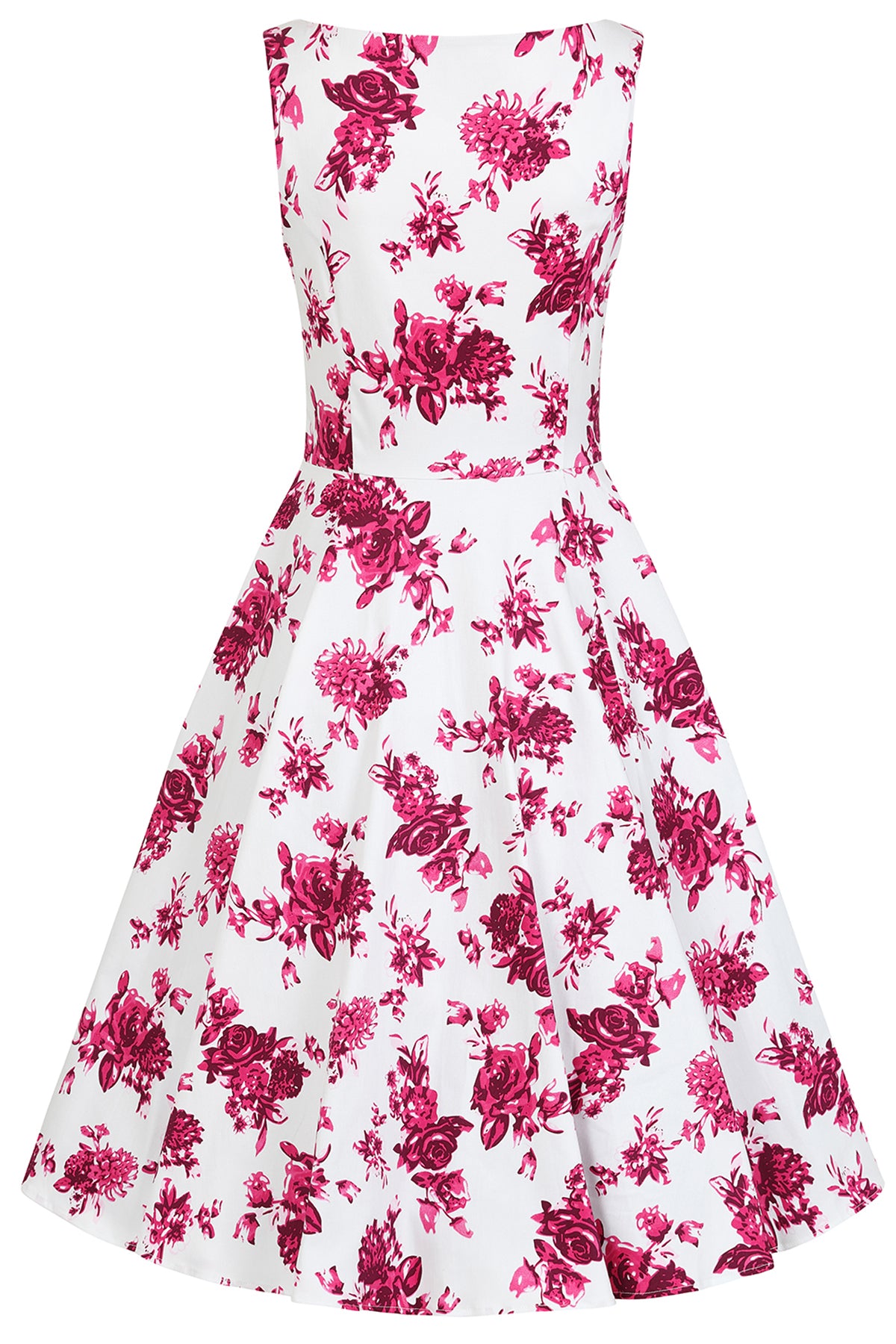 Hearts__Roses_PINK_ROSACEAE_Vintage_Floral_50s_Rose_Straps_SWING_Dress_KLEID_-_Weiss-5
