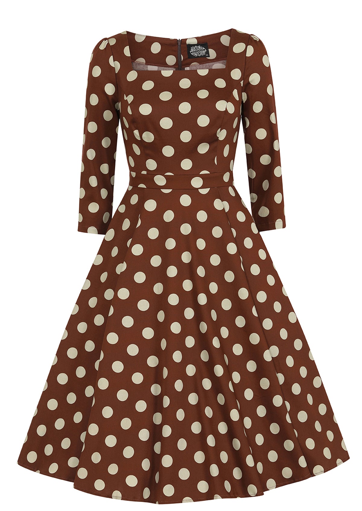Hearts__Roses_ROBIN_POLKA_DOT_Vintage_Punkte_Pnktchen_50s_SWING_DRESS_Kleid__Braun-3