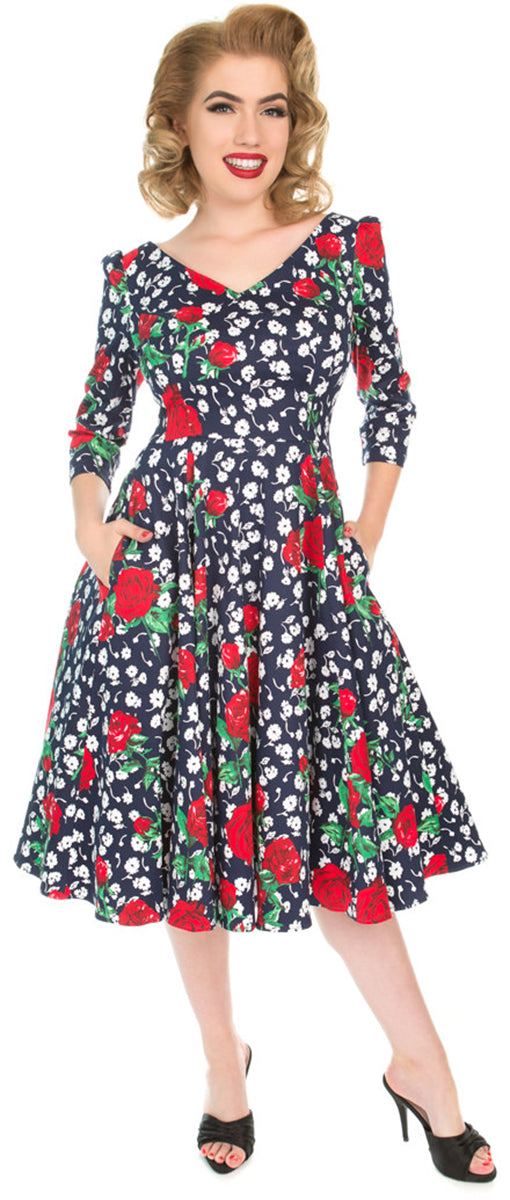 Hearts_and_Roses_ABIGAIL_Vintage_Floral_ROSEN_3_4_Arm_Swing_Dress_KLEID-1stjV9Mn69R2pp