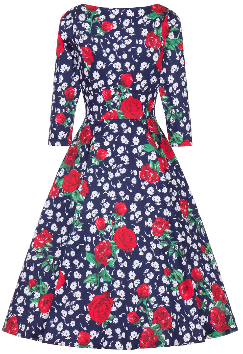 Hearts_and_Roses_ABIGAIL_Vintage_Floral_ROSEN_3_4_Arm_Swing_Dress_KLEID-4cFKUa0YCMckLH