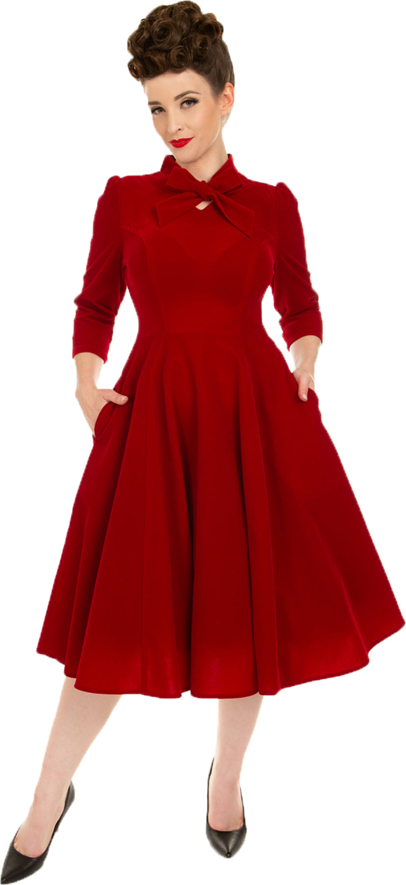 Hearts_and_Roses_ALYSSA_Vintage_RED_VELVET_Samt_BOW_Schleife_SWING_DRESS_Kleid_Killer_Kirsche-1