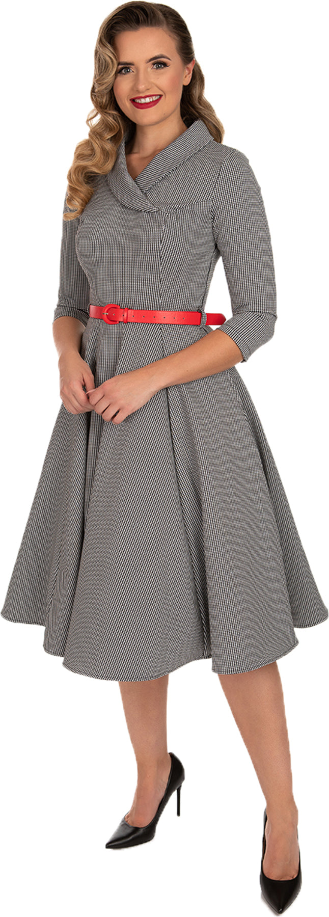 Hearts_and_Roses_AVAH_Vintage_HOUNDSTOOTH_Hahnentritt_V-NECK_Swing_Dress_KLEID_Killer_Kirsche-1