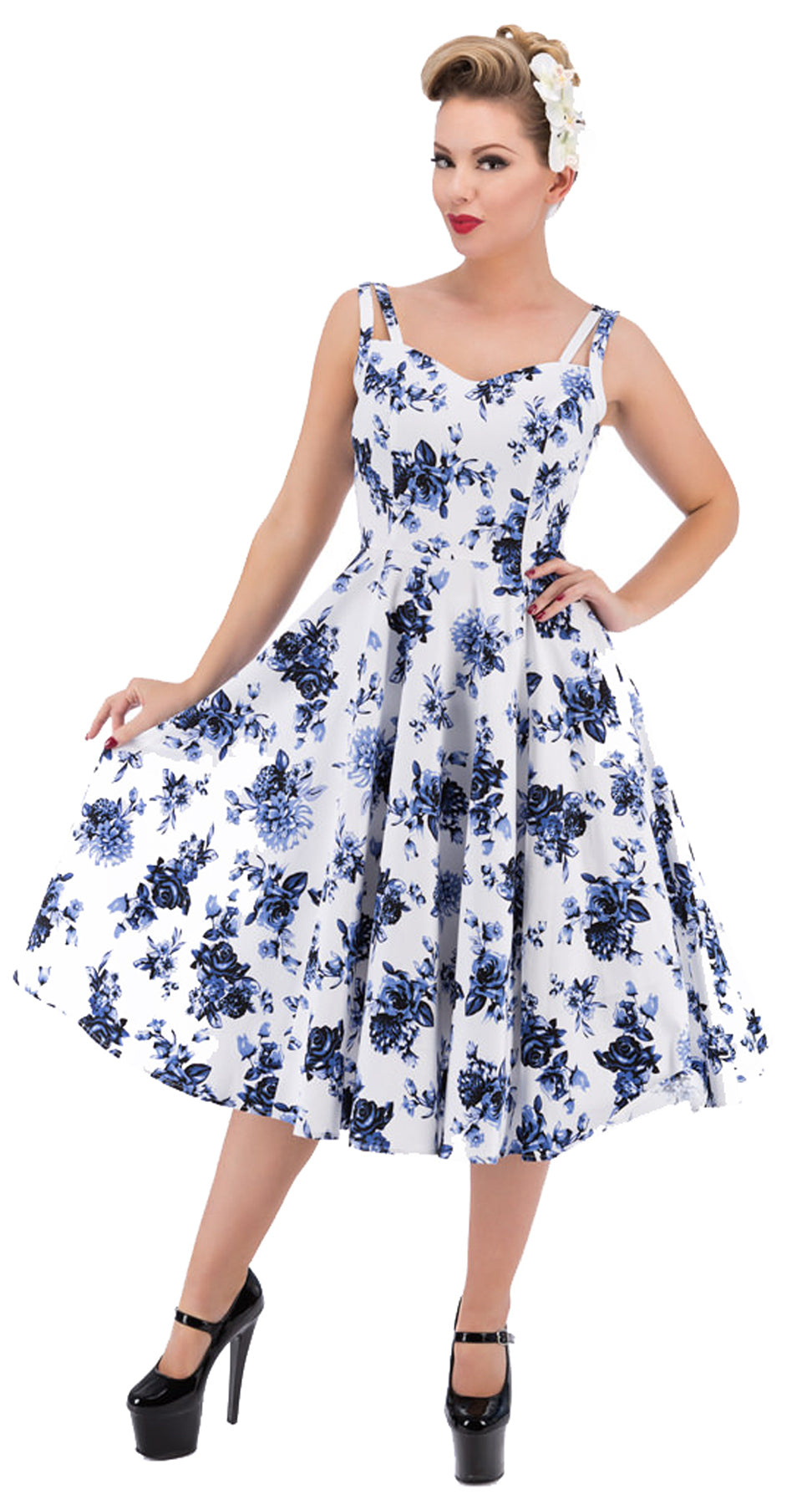 Hearts_and_Roses_BLUE_ROSACEAE_Vintage_Floral_Rose_SWING_Dress_KLEID_-_Weiss_killer_kirsche