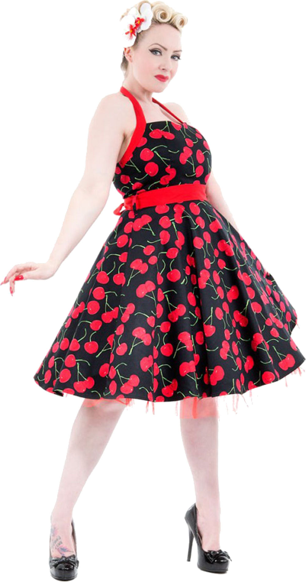 Hearts_and_Roses_CHERRY_Kirschen_50s_SWING_Neckholder_KLEID_Blk