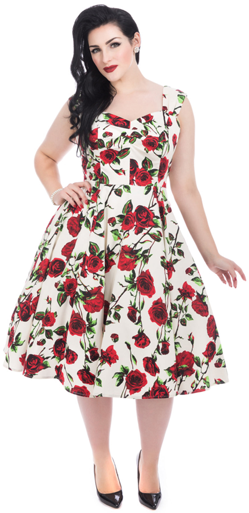 Hearts_and_Roses_DITSY_50s_Floral_Vintage_Red_ROSES_Swing_Dress_KLEID_Plus_Size_killer_kirsche