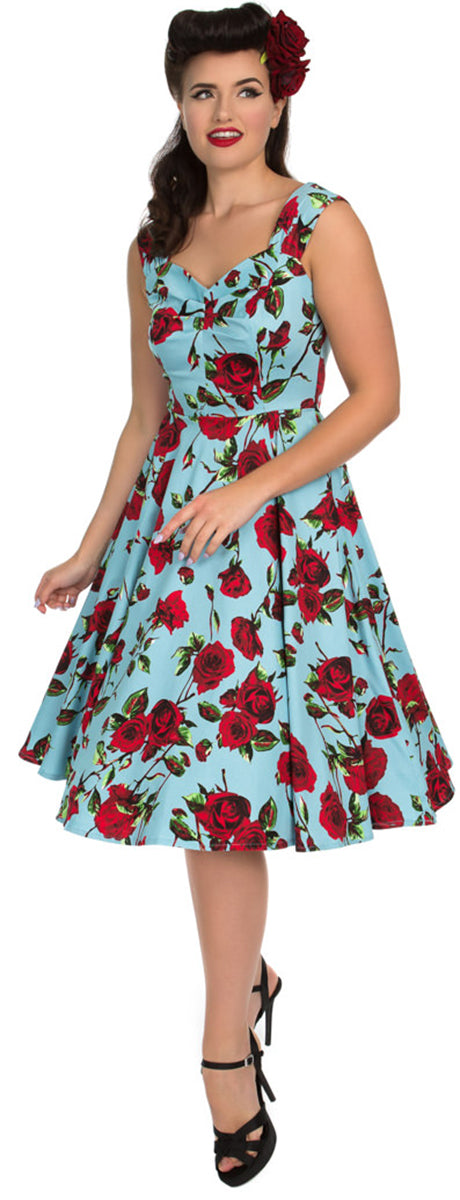 Hearts_and_Roses_DITSY_Floral_Vintage_Red_ROSES_Sweetheart_Swing_Dress_KLEID_Blau-1