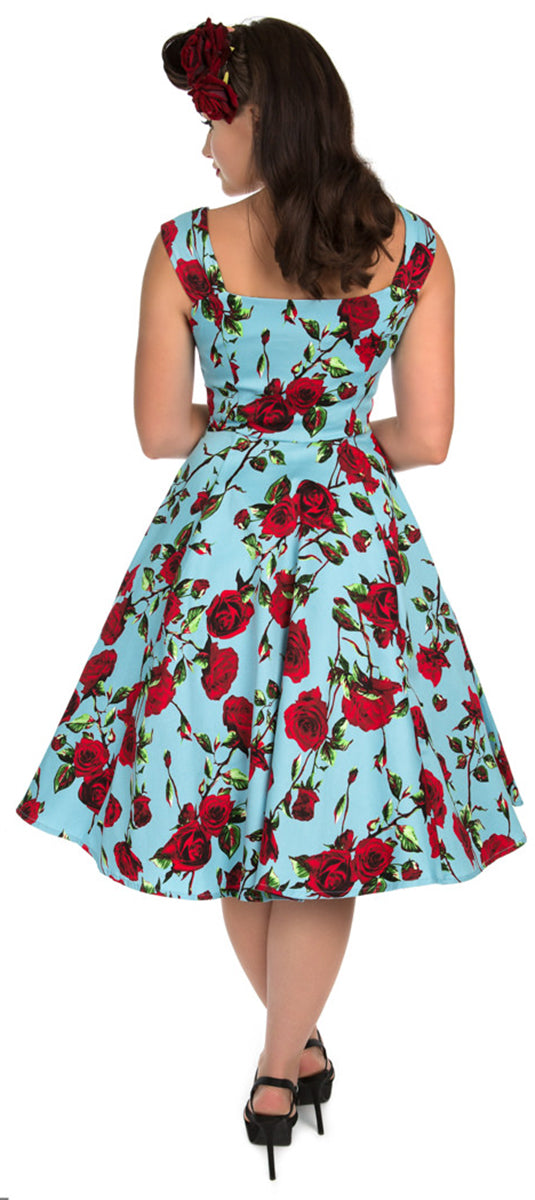 Hearts_and_Roses_DITSY_Floral_Vintage_Red_ROSES_Sweetheart_Swing_Dress_KLEID_Blau-2