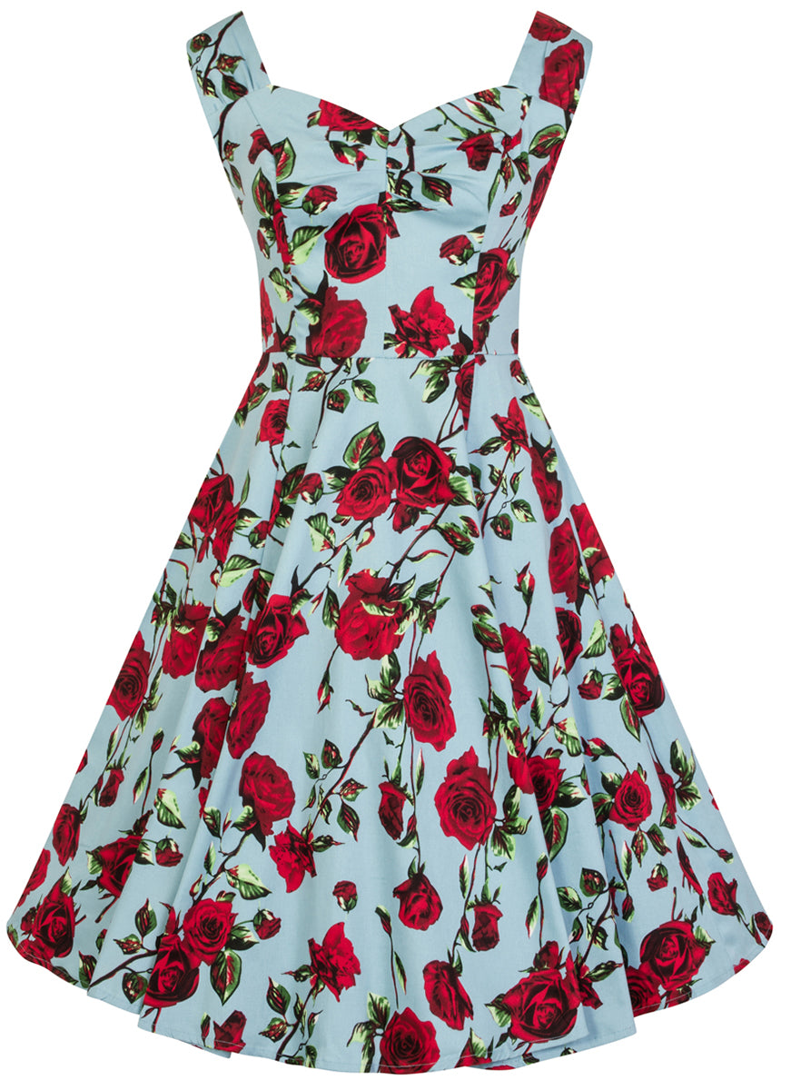 Hearts_and_Roses_DITSY_Floral_Vintage_Red_ROSES_Sweetheart_Swing_Dress_KLEID_Blau-3
