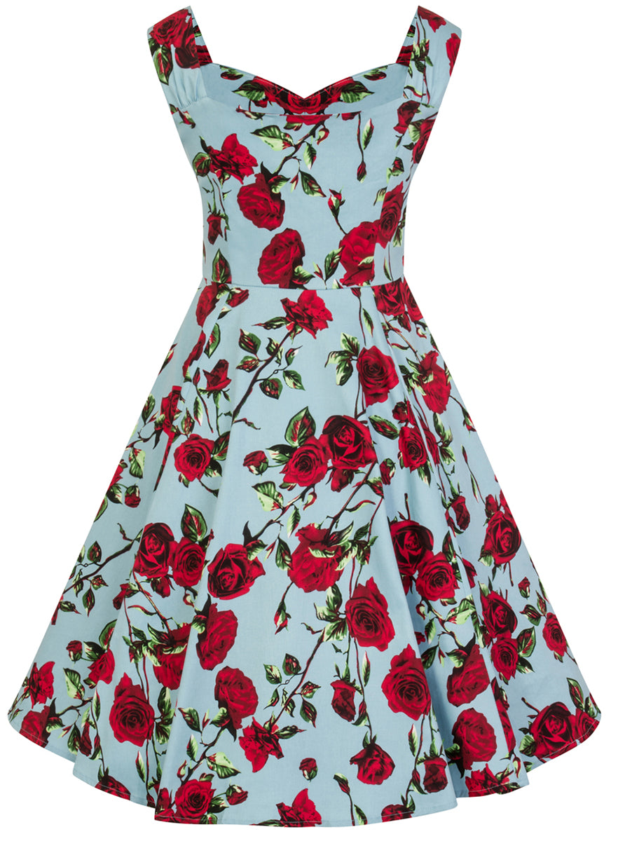 Hearts_and_Roses_DITSY_Floral_Vintage_Red_ROSES_Sweetheart_Swing_Dress_KLEID_Blau-4