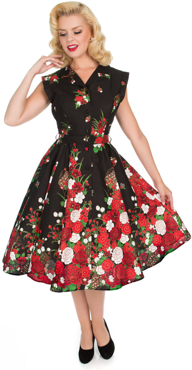 Hearts_and_Roses_FLORAL_SHIRTWAIST_Vintage_BLUMEN_Swing_Dress_KLEID-1