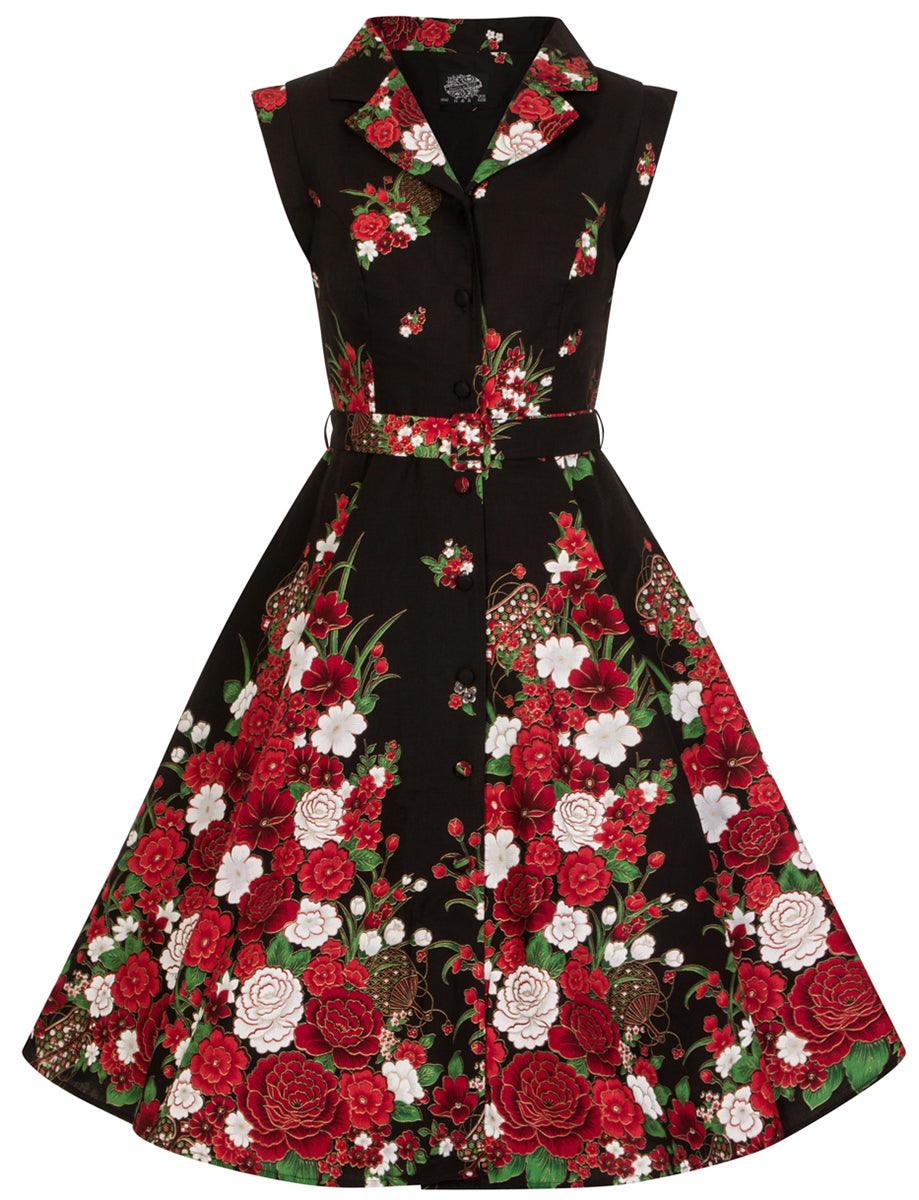 Hearts_and_Roses_FLORAL_SHIRTWAIST_Vintage_BLUMEN_Swing_Dress_KLEID-3