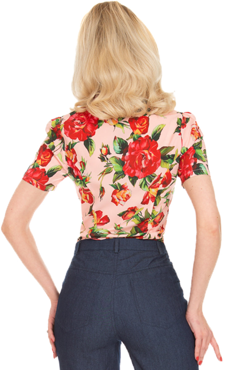 Hearts_and_Roses_FRANCESCA_Vintage_Floral_BLUMEN_Kurzarm_SCHLUPPENBLUSE_Blouse-2