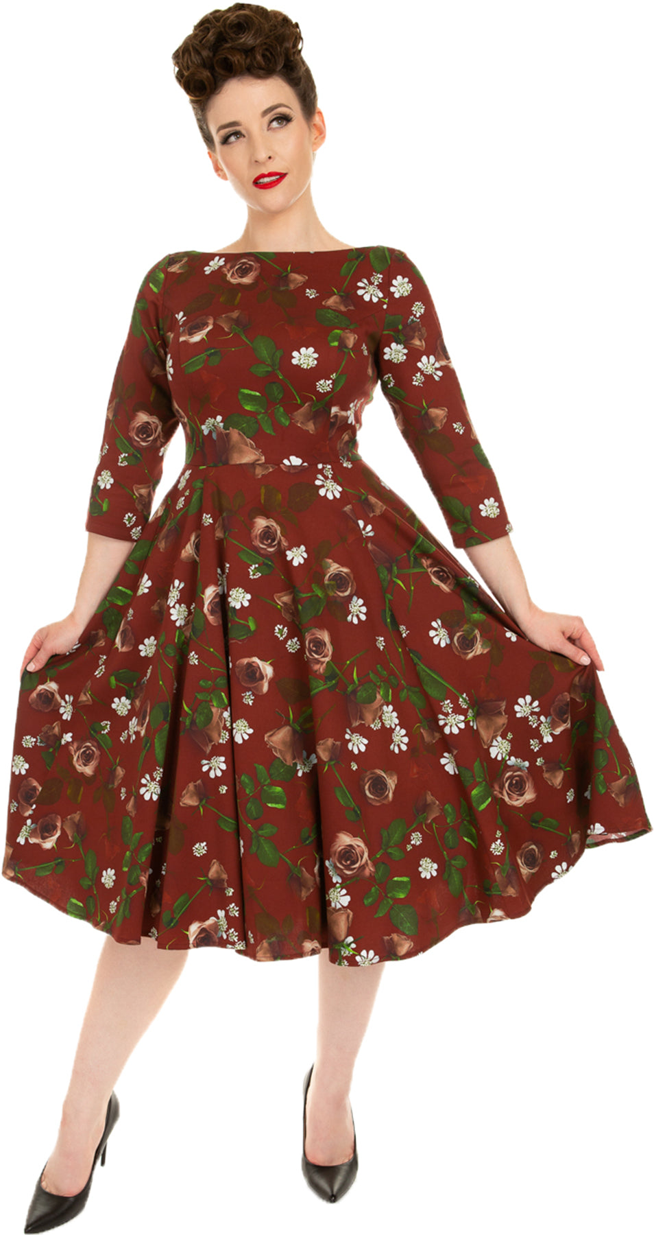 Hearts_and_Roses_FRANCIS_Retro_Floral_ROSEN_Blumen_Rundhals_50s_SWING_DRESS_Kleid_Killer_Kirsche-1