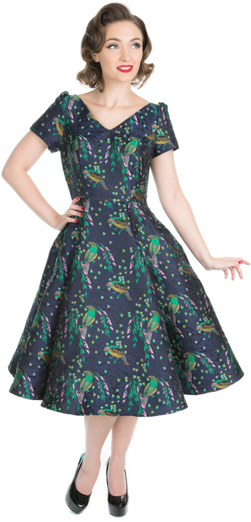 Hearts_and_Roses_GOULDIAN_FINCHE_Vintage_Bird_Floral_Swing_Dress_KLEID_killer_kirsche