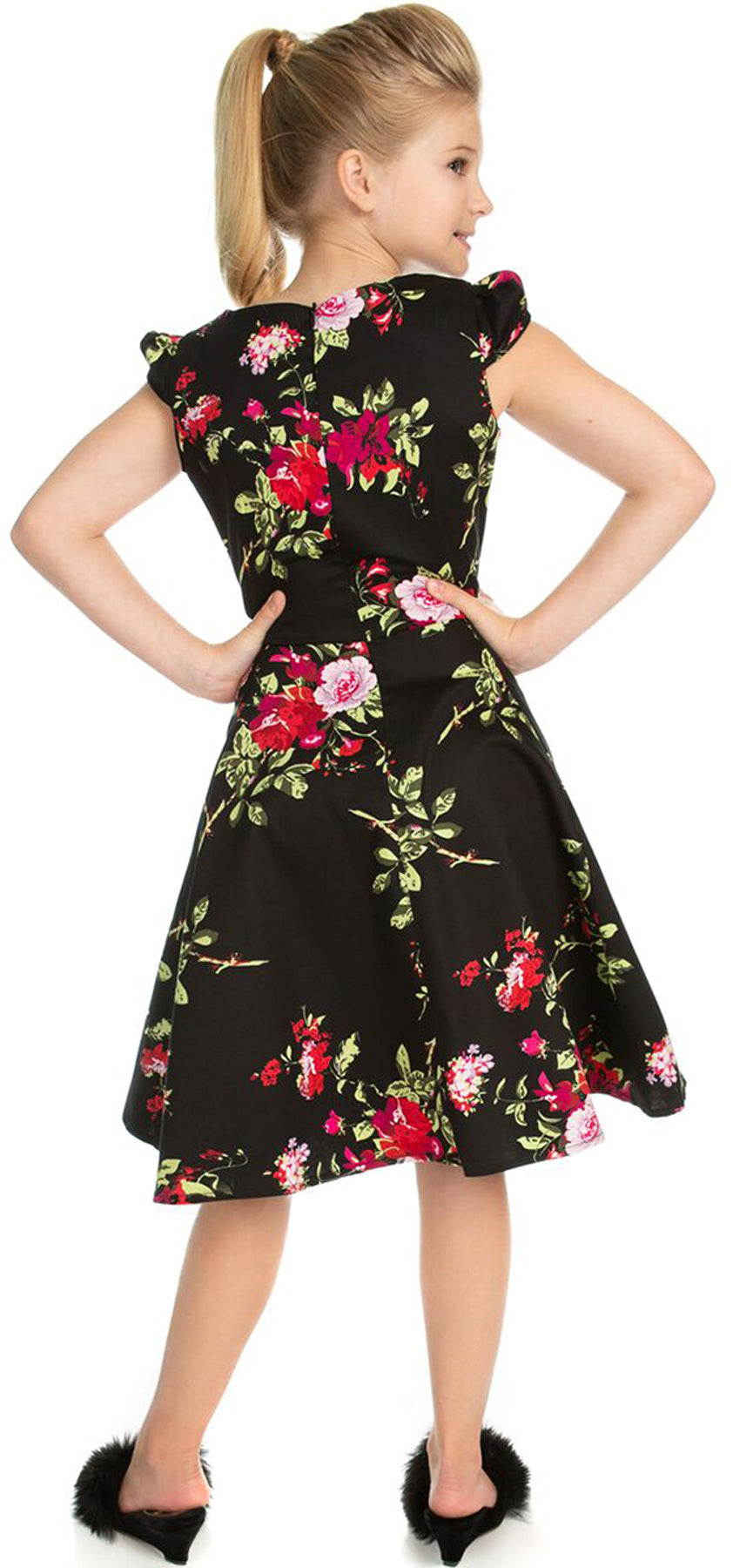 Hearts_and_Roses_ROYAL_BALLET_Floral_Blumen_KIDS_Dress_SWING_KLEID_Schwarz-killer_kirsche_22