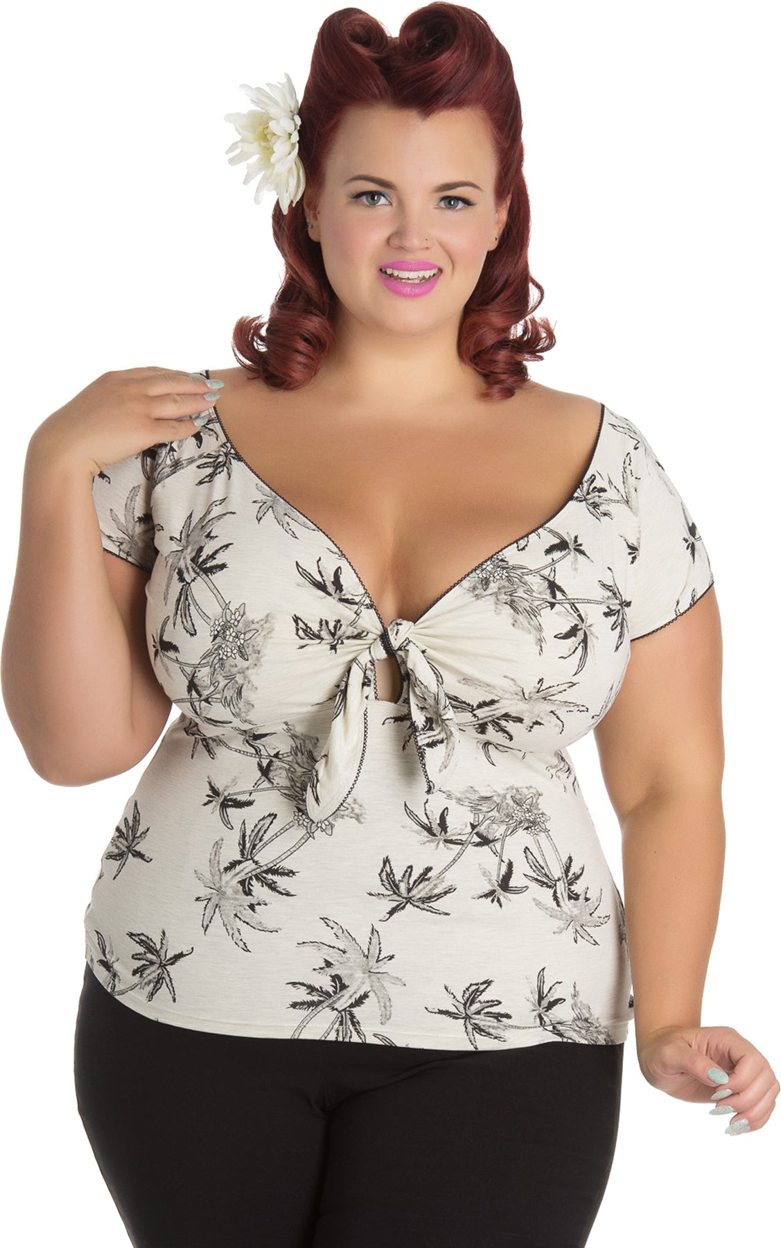 Hell_Bunny_AILANI_Tiki_PALMS_Hawaii_V-Neck_Knot_Tie_SHIRT_Plus_Size_-_Creme_killer_kirsche