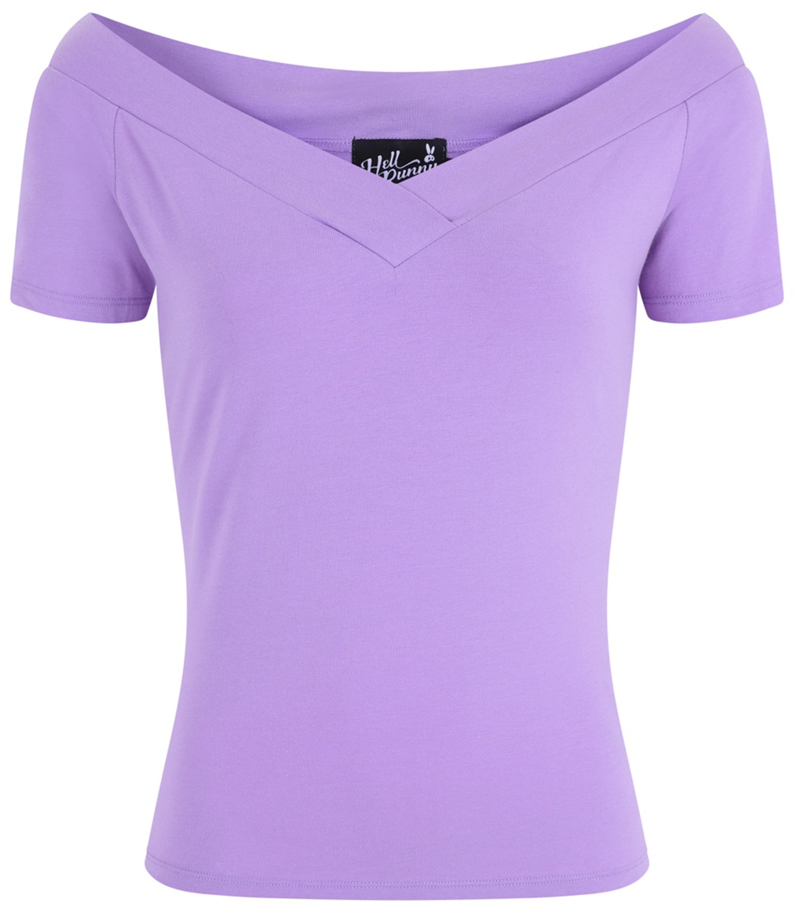Hell_Bunny_ALEX_Vintage_Basic_V-Neck_UNI_Kurzarm_SHIRT_-_Lavendel_killer_kirsche_4GQksN7mqTf4UT