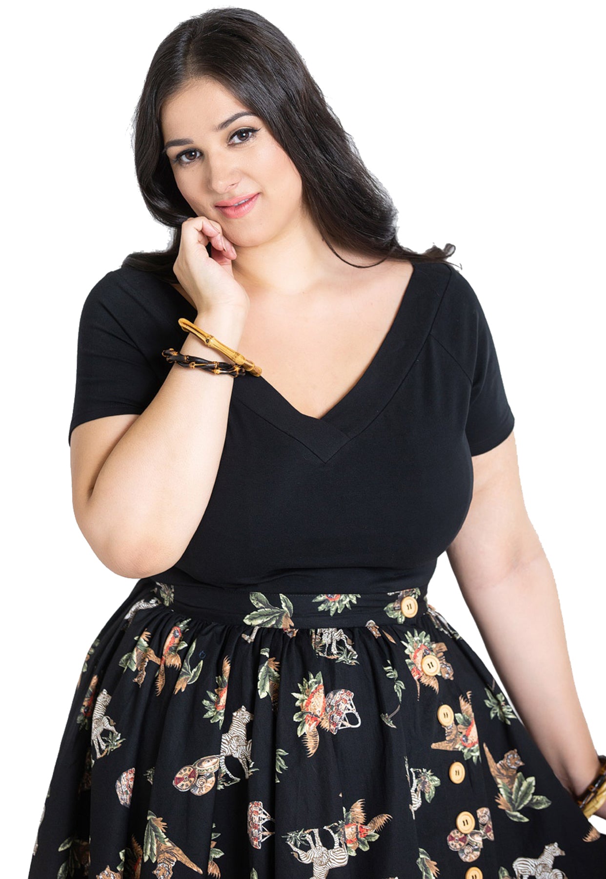 Hell_Bunny_ALEX_Vintage_Basic_V-Neck_UNI_Kurzarm_SHIRT_Schwarz_-_Plus_Size_killer_kirsche_1