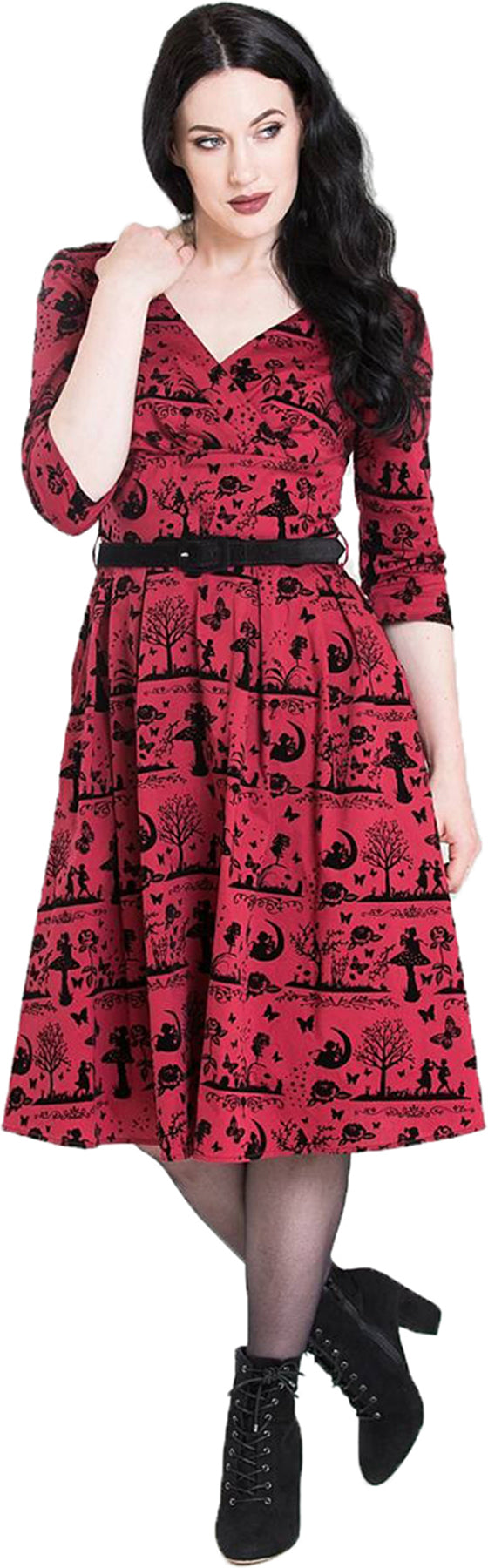 Hell_Bunny_ANDERSON_Vintage_FLOCK_Fairy_Woodland_SWING_DRESS_Kleid_Rot_killer_kirsche