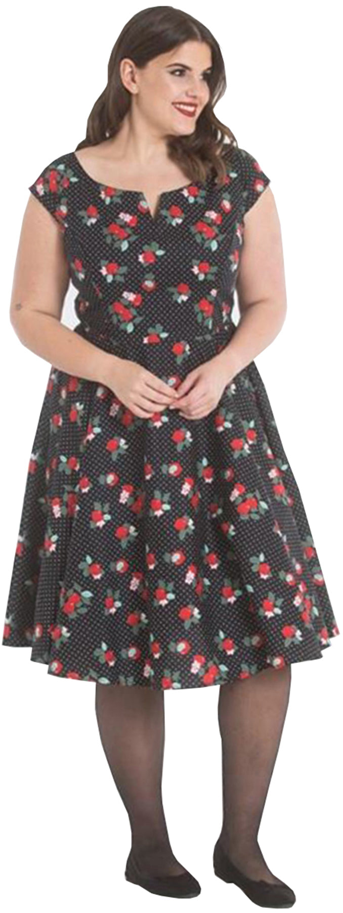 Hell_Bunny_APPLE_BLOSSOM_Polka_Dot_aepfel_SWING_Dress_KLEID_Plus_Size_killer_kirsche