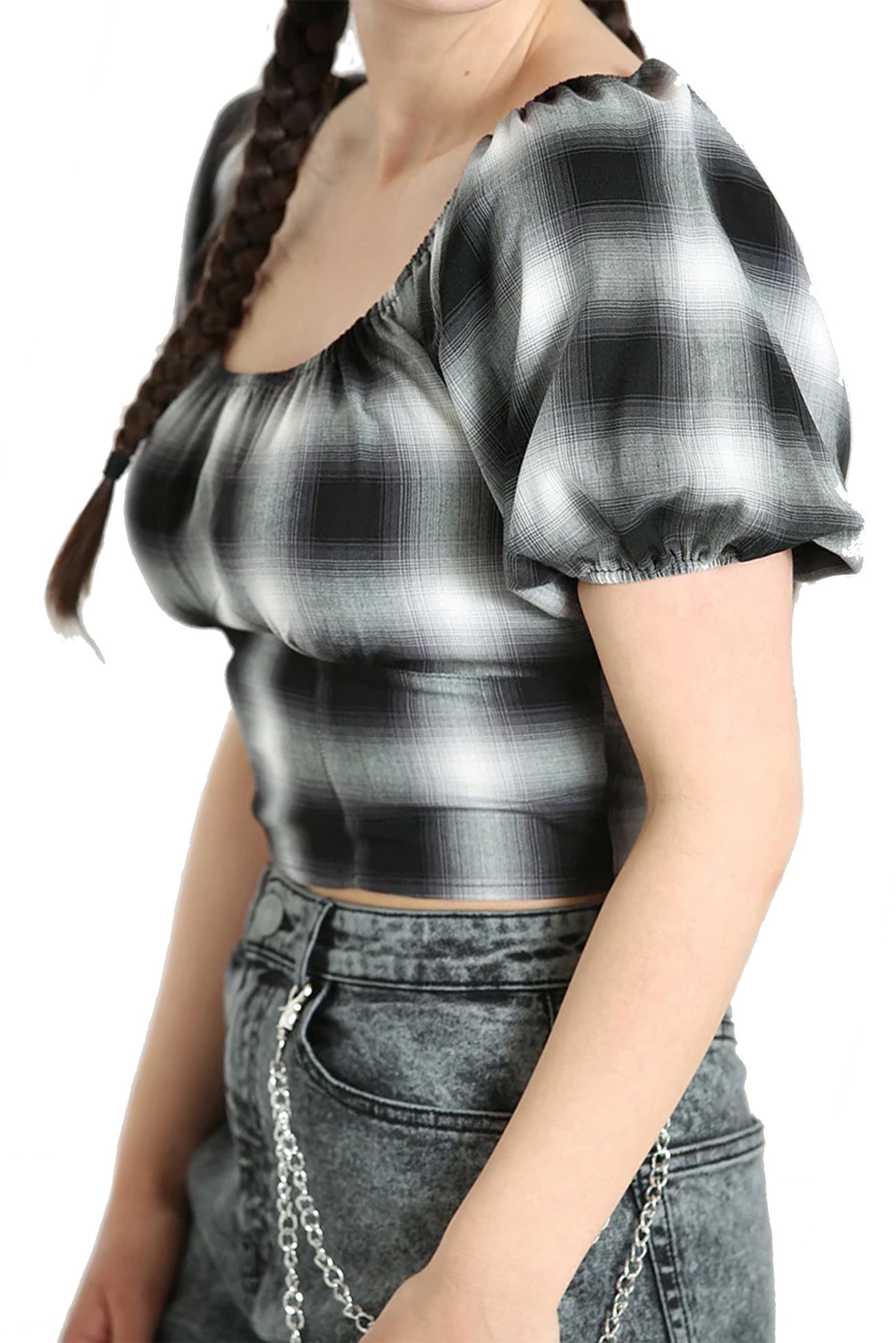 Hell_Bunny_AVRIL_CROP_Tartan_Puff_Sleeve_Retro_TOP_Bluse-2