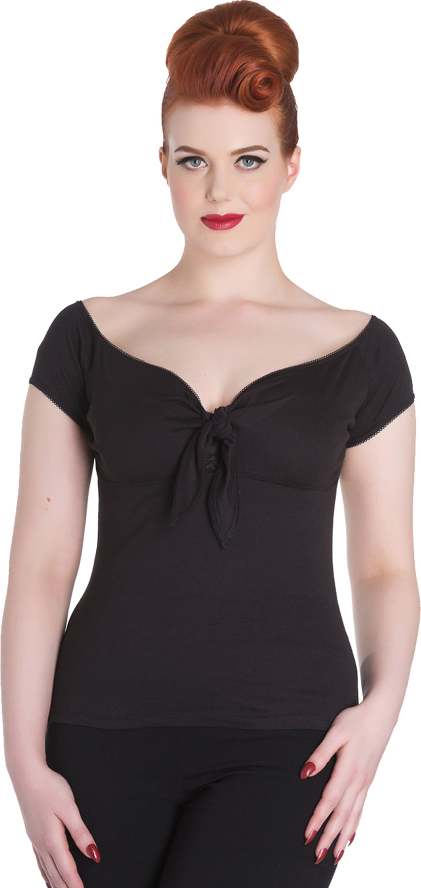 Hell_Bunny_BARDOT_Looped_Knot_Tie_Retro_SHIRT_Oberteil_-_Schwarz_-1pcJt3Aj81lsEU