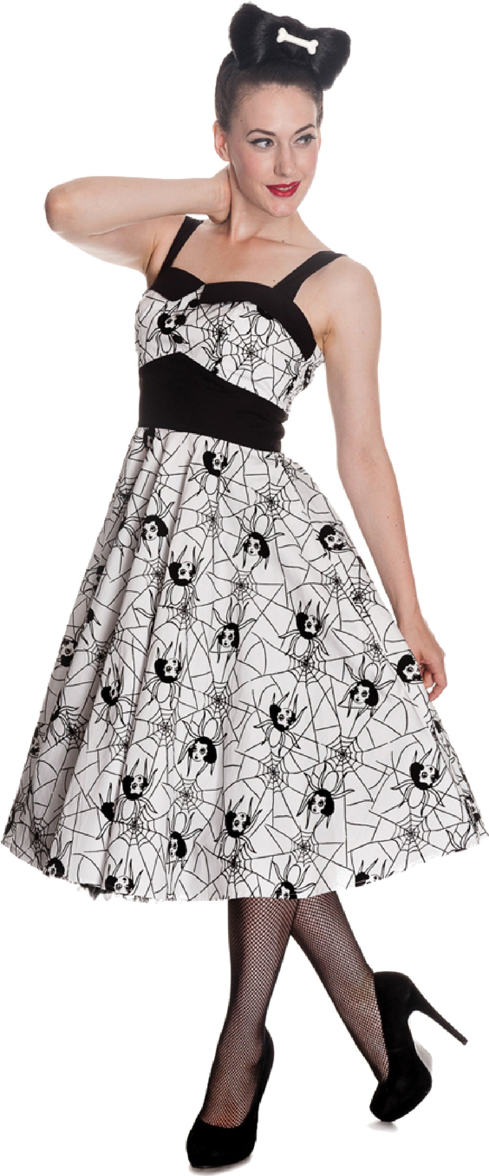 Hell_Bunny_BLACK_WIDOW_Spiderweb_50s_Flock_TRaeGER_Dress_KLEID_-_Schwarz
