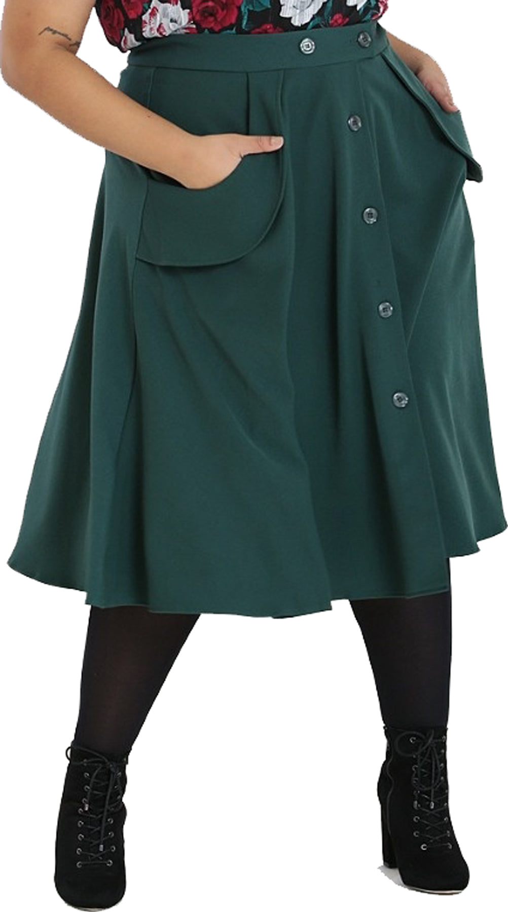 Hell_Bunny_CARLIE_Vintage_PLAIN_High_Waist_50s_SWING_SKIRT_Rock_-_Gruen_-_Plus_Size_killer_kirsche_1JETZ82vFsHGrt