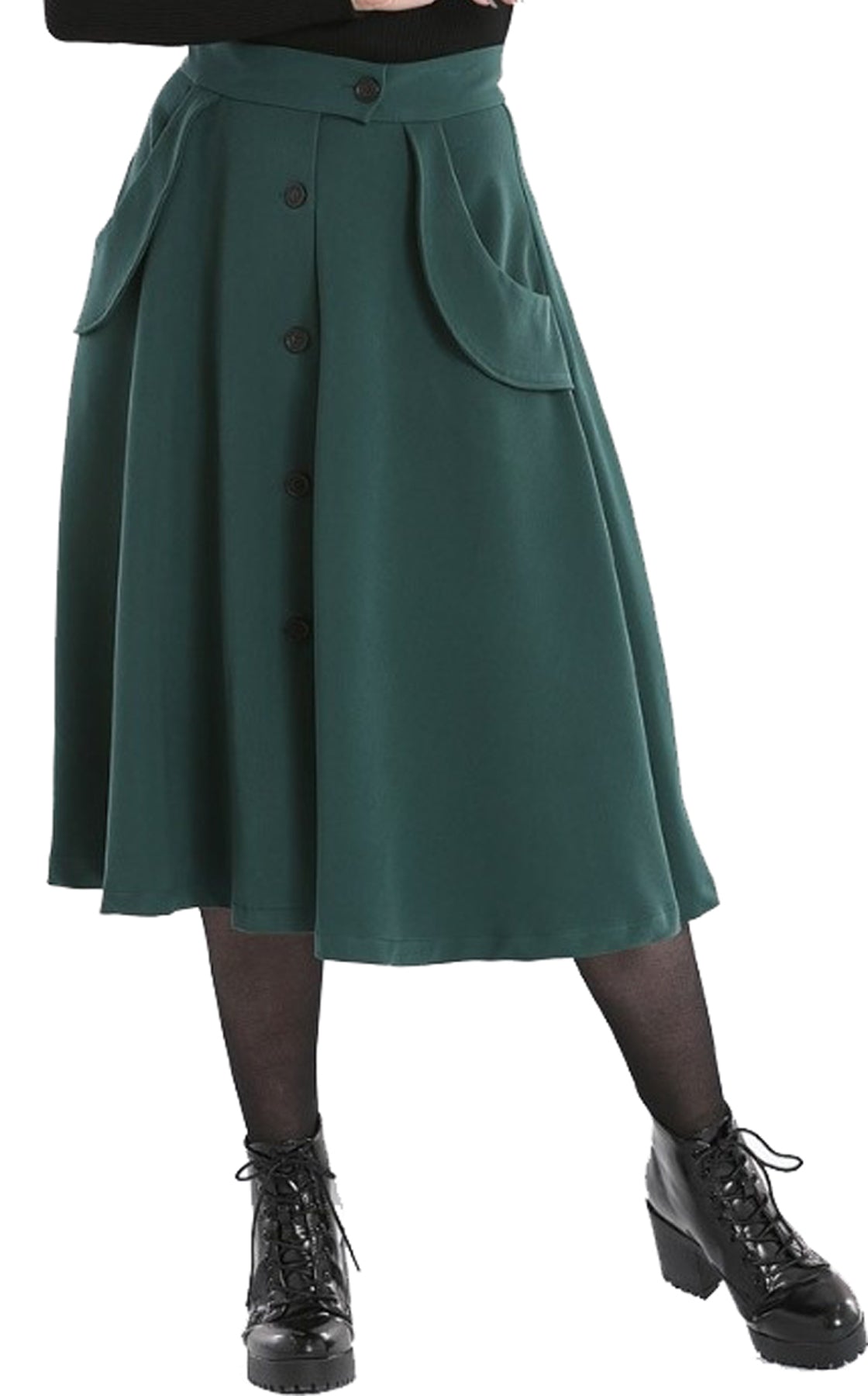 Hell_Bunny_CARLIE_Vintage_PLAIN_High_Waist_50s_SWING_SKIRT_Rock_-_Gruen_killer_kirsche_0